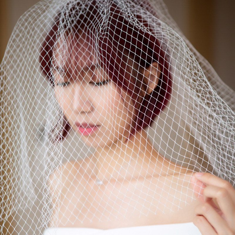 Short style head gauze photo props web celebrity Sen Department of the new big hole net super fairy bride wedding gauze headdress bouffant net