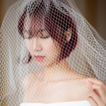 Short-style head yarn photo-prop net red Mori series new macroporous web surreal bridal bridal bridal headwear headwear Pompon net