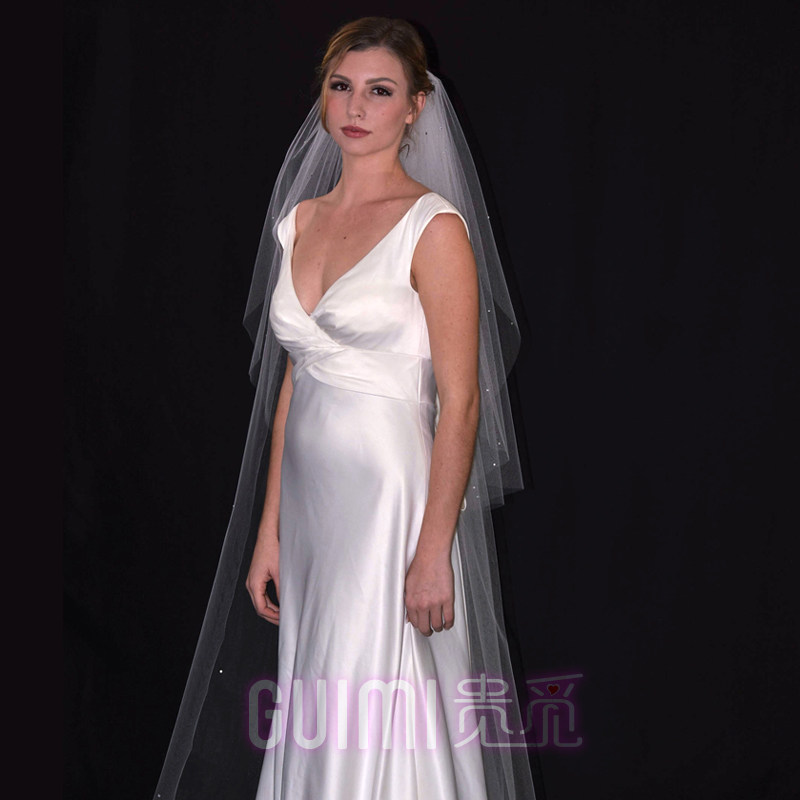 Trailing Bright Drilling Head Yarn Bride Main Wedding Dress Long Version Han Style Brief Super Fairy Gleam Advanced Wedding Retro Headwear