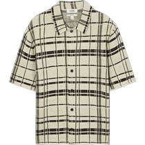 COS Mens casual fit cotton and linen blended plaid sweater 1176323001