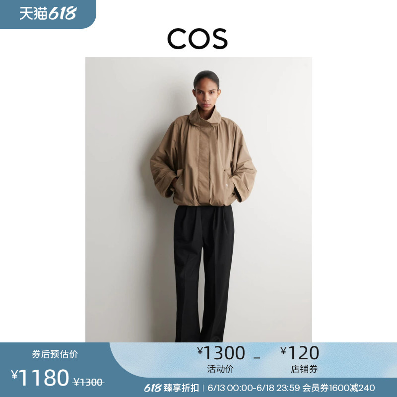 Cos Women's Standard Fit Chimney Collar Trench Coat Jacket Dark Beige 2026 Spring New Arrival 1316485001