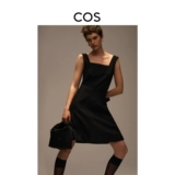 COS Женское платье стандартного кроя с квадратным вырезом, черное, летнее 1231037002
