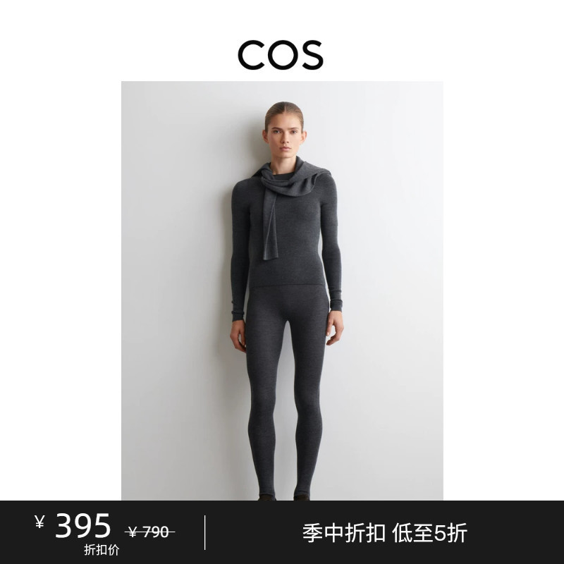 Cos Women's Slim Fit High-Waisted Wool Leggings Dark Gray 1319332001
