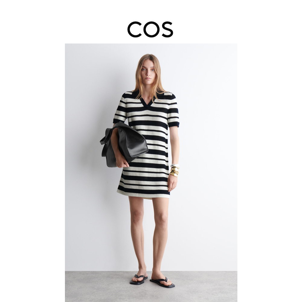 COSレディーススタンダードバージョン中空混紡ニットミニドレス2025夏新商品1282924001