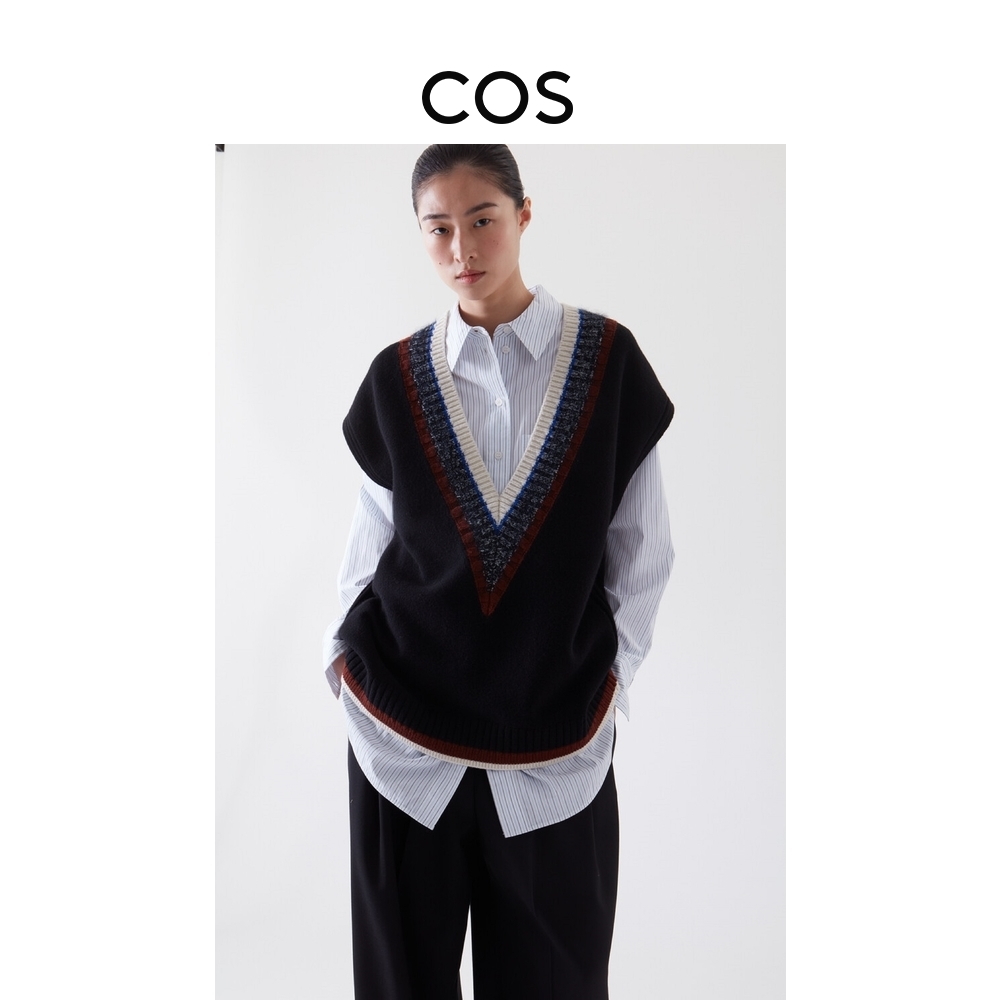 COS women's clothing casual version of parquet-coloured blend vest black new product 1014323001