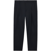 COS Mens Standard Fit Tapered Pleated Tailored Trousers Navy Blue 2024 New Product 1217340001