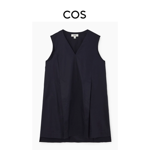 COS Женское плиссированное платье А-силуэта стандартного кроя с v-образным вырезом синего цвета, новинка 1227978002