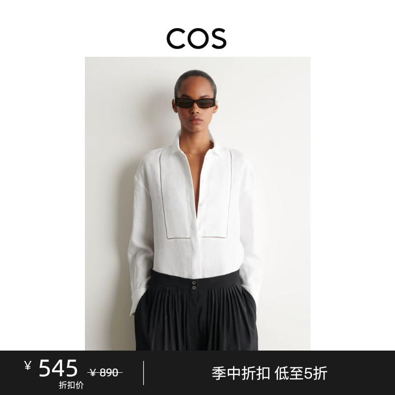 Cos Women's Casual Linen Lapel Shirt White 2026 Summer New Product 1336334001 Cos Women's Casual Linen Lapel Shirt White 2026 Summer New Product 1336334001