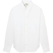 COS Mens Standard Fit Pointed Collar Button-Up Shirt White 1096936001