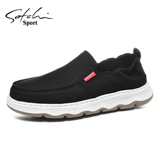 Satchi/Sachi Genuine Men's Shoes Winter 2025 New Slip-On Fabric Shoes Comfortable Versatile Slip-On Loafers