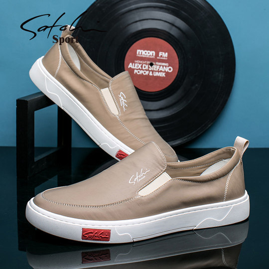 Shachi Men's Shoes Genuine Autumn 2025 New Canvas Shoes Old Beijing Men's Cloth Shoes Slip-On Breathable Lazy Shoes