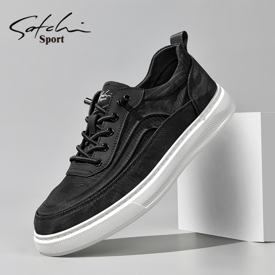 Shachi Men's Shoes 2025 Winter New Men's Casual Sneakers Versatile Elastic Band Simple Slip-On Canvas Shoes