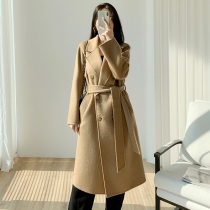 M's classic 2022 new winter pure camel velvet coat has long loose contour double-sided hair