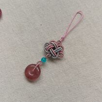 Natural strawberry Crystal safe buckle mobile phone chain cheongsam press flap buckle Hanfu mobile phone fan pendant jewelry