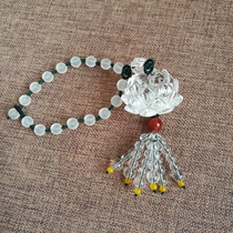 Natural White Crystal Lotus pure hand-made car pendant to ensure safe car hanging interior accessories