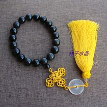 Natural rainbow eye obsidian hand-held Buddha beads white crystal safety buckle car hanging safe car decoration