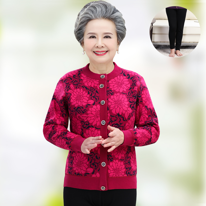 phụ nữ trung niên già ấm đồ lót dày cộng với nhung cardigan đơn mảnh áo mẹ bà sân lớn người già mặc khéo léo bên ngoài vào mùa đông.