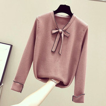 Large size womens clothing 2021 spring and autumn new foreign style thin top fat sister 200 pounds of age-reducing belly knitwear