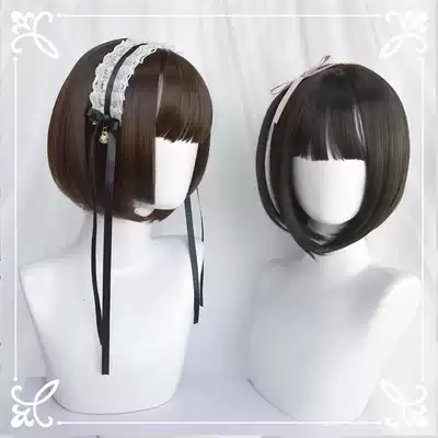 Swanjia-student black-brown cos all use Qi Liuhai Princess cut short hair BOBO head wig female-) star movement)