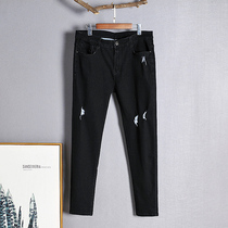 Gugujia large size spring and autumn new high waist jeans female fat mm220 catties worn elastic pencil pants