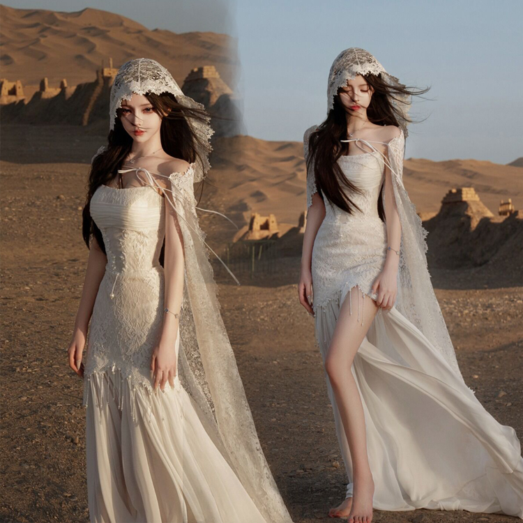 Princess Western Region Dunhuang Desert Travel Photography Wedding Photography Photo Retro Ethnic Style Personalized Art Photo Performance Costume