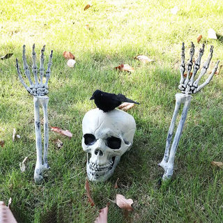 Halloween Decoration with Skull and Ghost Hand Stakes for Outdoor Haunted House, Secret Room, Horror Outdoor Setup, Courtyard Lawn Props
