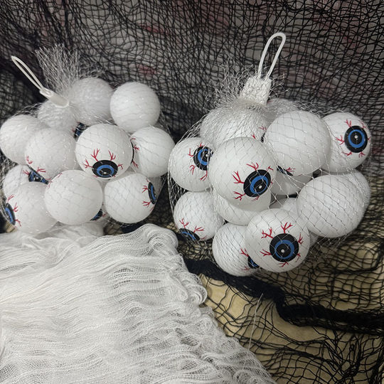 Halloween decoration mesh bag eyeball horror props pendant pendant scene layout plastic eyeball atmosphere decoration