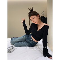 SUN11 black sunscreen knit cardigan womens summer thin slim slim slim temperament short top design sense niche