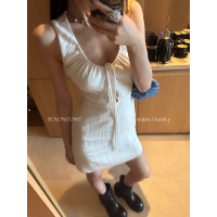 SUNONEONE [天丝吊带洋装春季白色法式短裙性感辣妹黑色背心裙子]