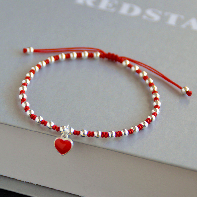 999 sterling silver transfer beads red rope love anklet natal year men and women couple girlfriends anklet transfer gift