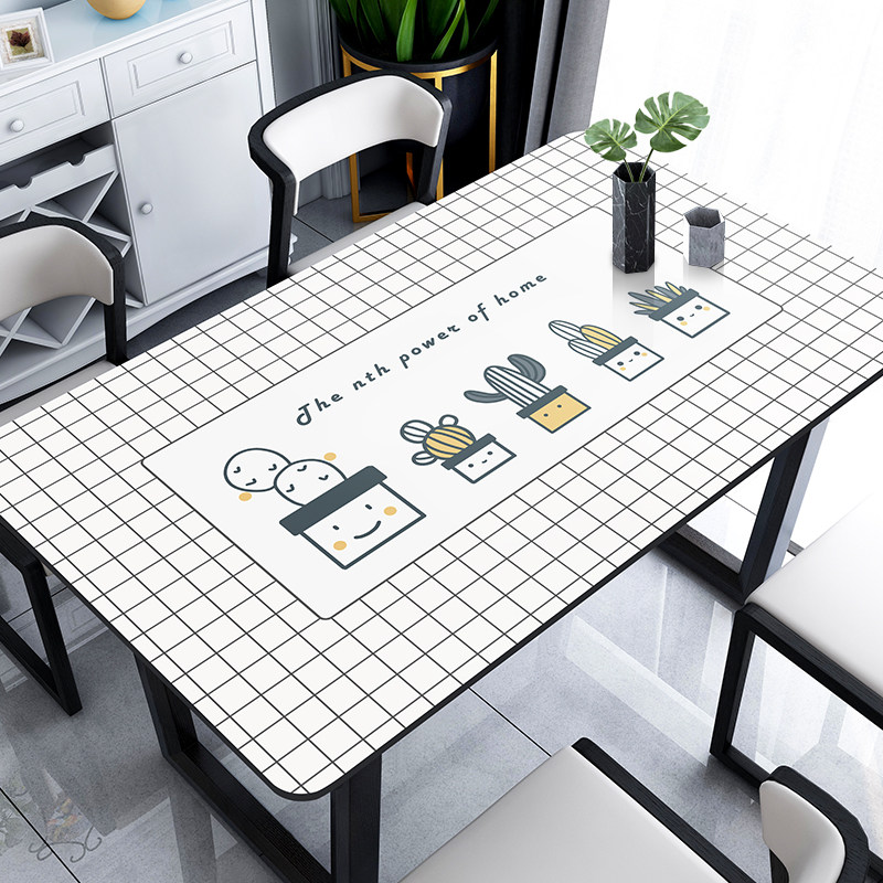 Leather table mat disposable light luxury Nordic pvc tablecloth waterproof and oil-proof net red tablecloth coffee table mat towel anti-scalding