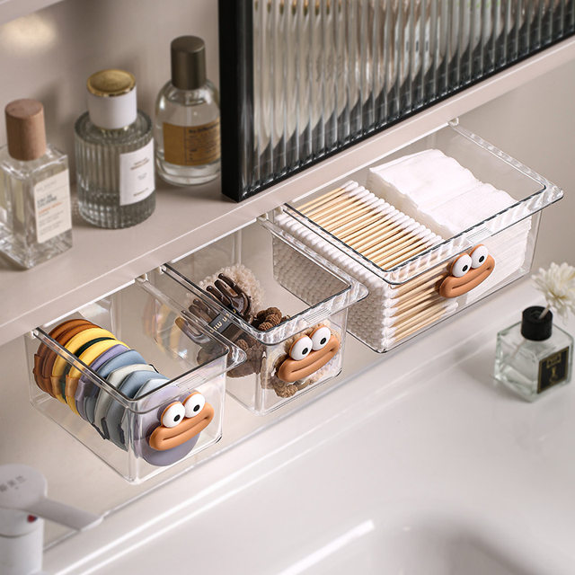 Washer sink countertop storage box mirror cabinet makeup removal cotton cosmetics finishing box cotton swab bathroom cabinet punch-free storage rack