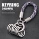 Colorful braided rope key chain car key chain multi-ring design car key pendant simple key chain