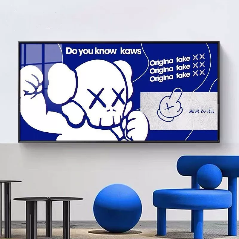Картины подвесные в синем тоне Kaws Klein зеленый современная минималистичная спальня настенная мозаика фоновая декорация гостиная диван стена картины