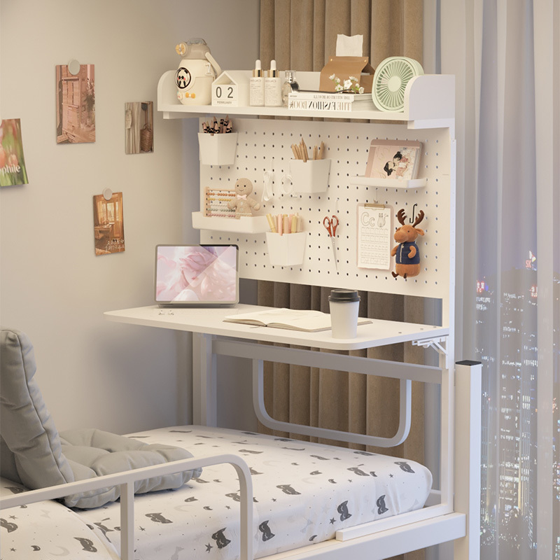 Computer Desk, Adjustable Desk, Dormitory Bed Desk, Bunk Bed Perforated Board Folding Desk, Study Desk, Floating Shelf Storage