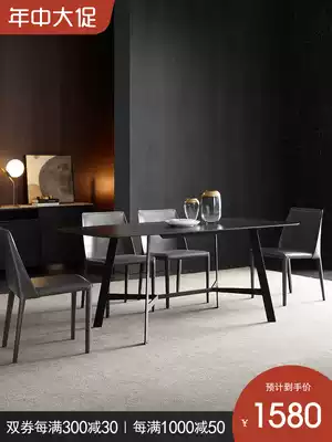 Italian minimalist rock plate dining table Simple modern small apartment household dining table Imported Nordic ins marble dining table