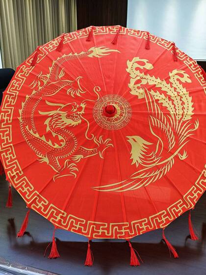 Red Umbrella for Weddings, Bride's Wedding Umbrella, Tassel Style Wedding Oil-Paper Umbrella, Chinese-Style Wedding, Traditional Style
