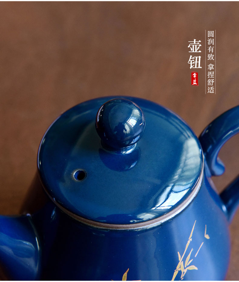 "Precious little ji blue modern ceramic teapot household pot of Japanese kung fu tea set of the filter the teapot tea by hand