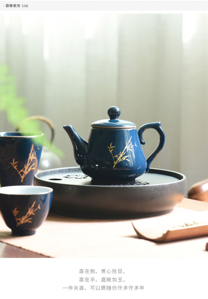 "Precious little ji blue modern ceramic teapot household pot of Japanese kung fu tea set of the filter the teapot tea by hand