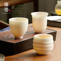 Zhenxi China Dehui white porcelain sheep jade porcelain tea cup ceramic raw ore unglazed tea cup Kung Fu Tea Master Cup