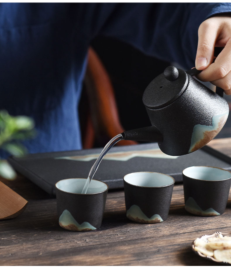 By understanding the modern distant mountains kung fu tea set of black suit creative landscape home tea tray cup teapot tea pot