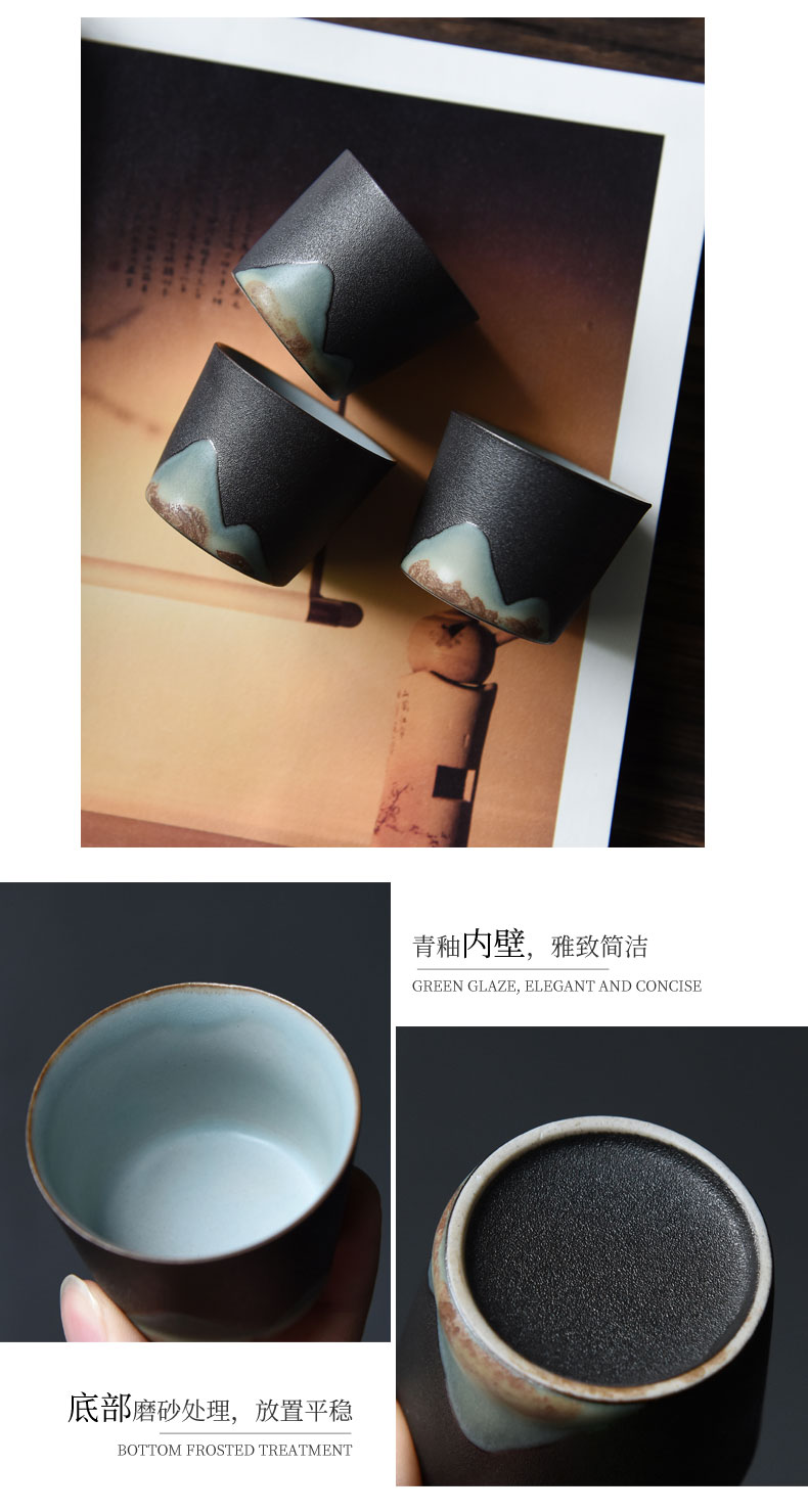 By understanding the modern distant mountains kung fu tea set of black suit creative landscape home tea tray cup teapot tea pot