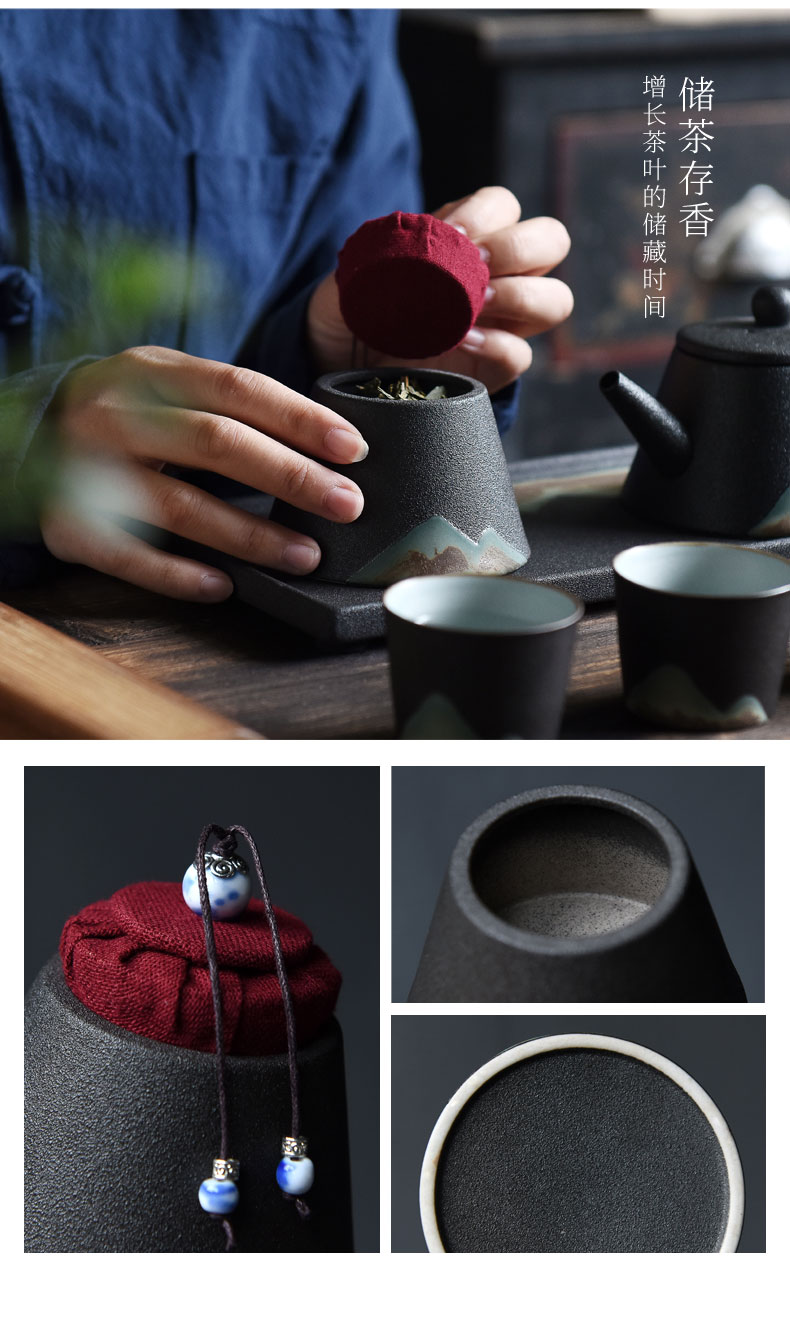 By understanding the modern distant mountains kung fu tea set of black suit creative landscape home tea tray cup teapot tea pot