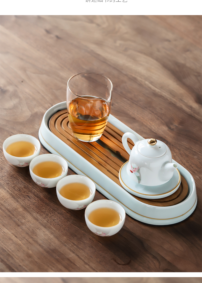 By understanding the modern kung fu tea set home sitting room portable travel crack cup contracted small ceramic tea tray