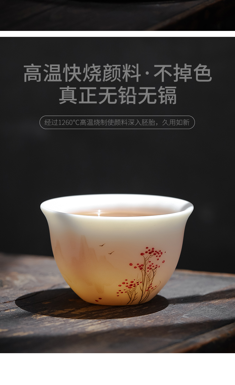 Become precious little hand - made with water up to the mountain jade suet white porcelain high - end kung fu tea set home three tureen gift box