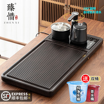 Zhenxi fully automatic integrated induction cooker tea tray household kung fu tea set large solid wood simple tea table Tea Sea