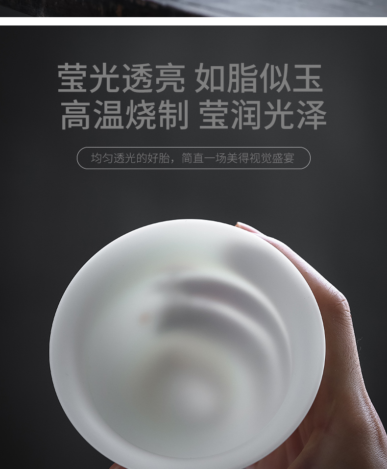 Become precious little listening only three tureen suet jade white porcelain teacup dehua high - end kung fu tea set large household gifts