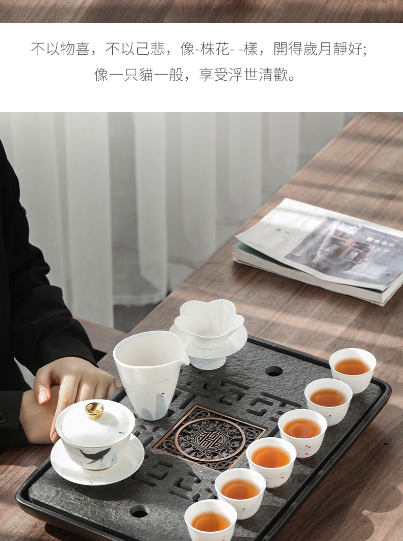 "Precious little ceramic tea tray was home sharply stone tea sets of I and contracted water dry terms drainage sea Japanese tea tray