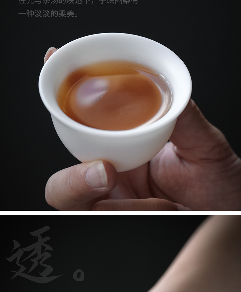 "Precious little listening sample tea cup suet jade teapot dehua white porcelain cups masters cup kung fu tea cup home