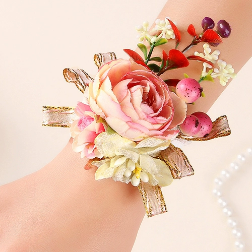 Цветок на запястье для невесты, высококлассное платье подружки невесты, корейский браслет, для подружки невесты, простой и элегантный дизайн